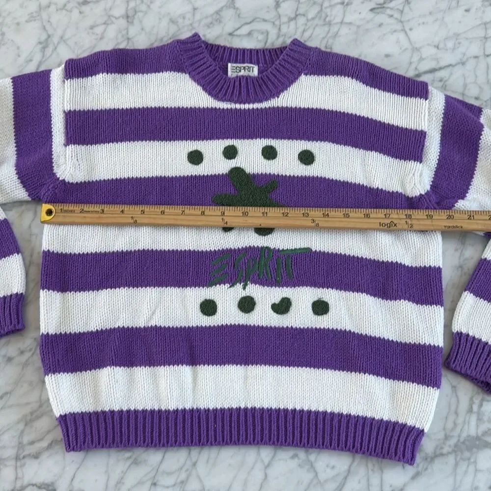 Vintage 90’s Y2K Esprit Chunky Knit Sweater Striped Womens S/M - Picture 4 of 6